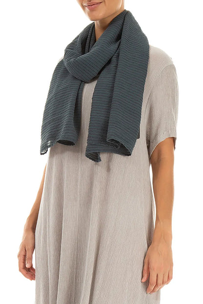 Graphite Stripy Silk Viscose Scarf