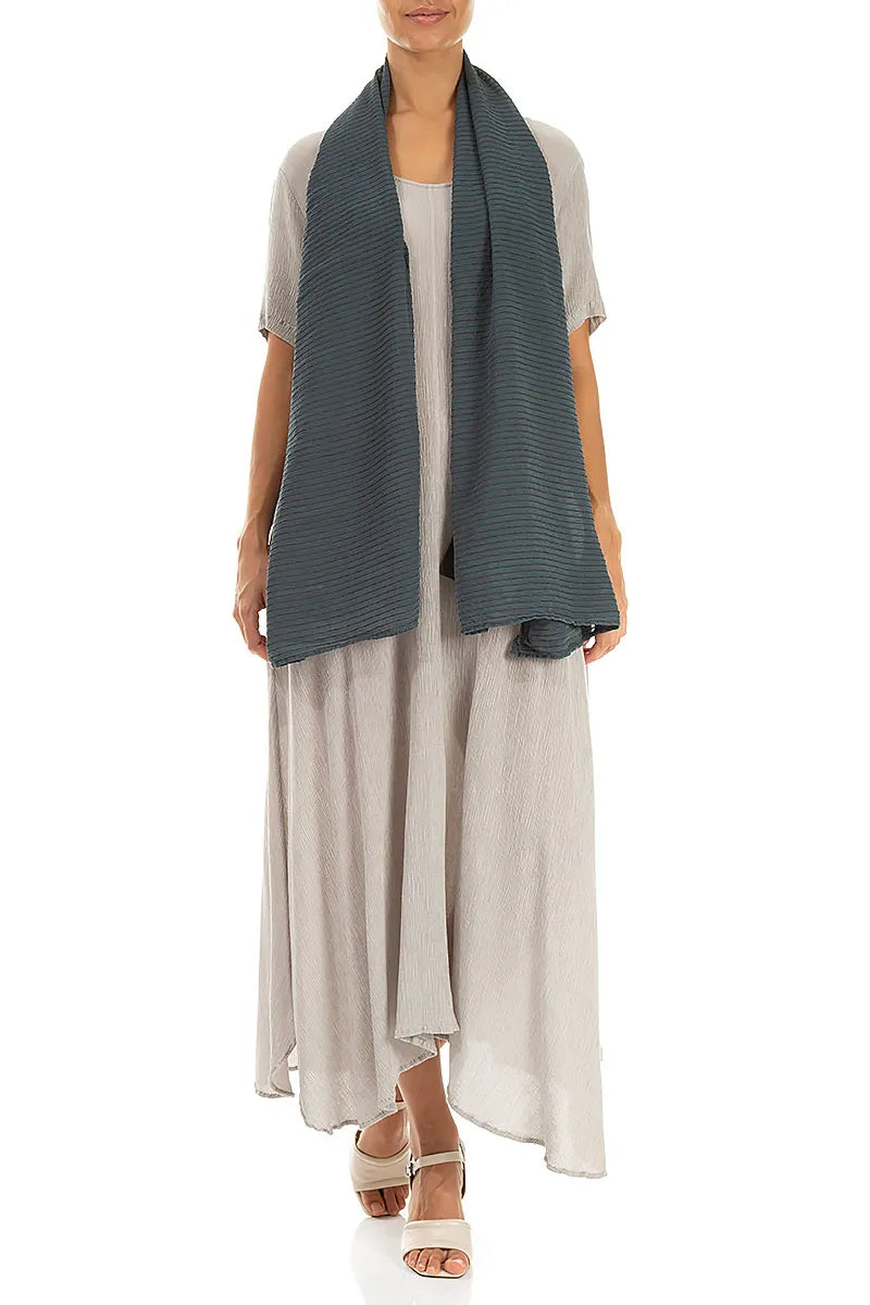 Graphite Stripy Silk Viscose Scarf