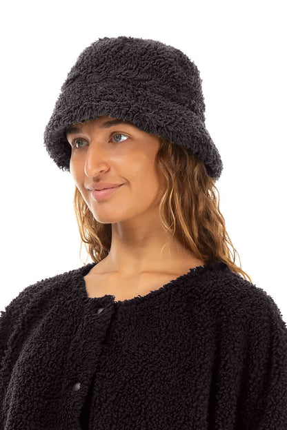 Graphitfarbener Teddy-Baumwoll-Bucket-Hat