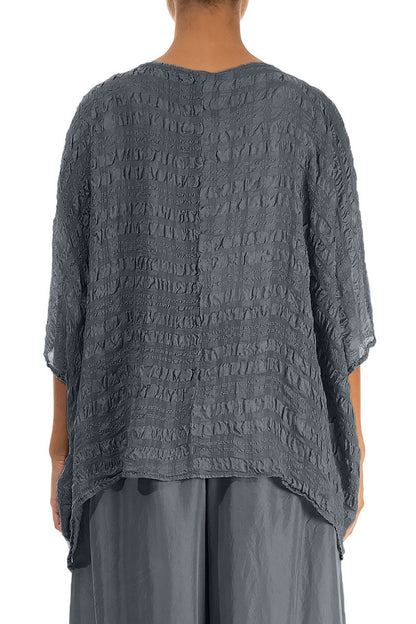 Blouse en soie kaftan texturée graphite