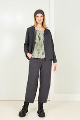 Graphite Textured Linen Trousers 6