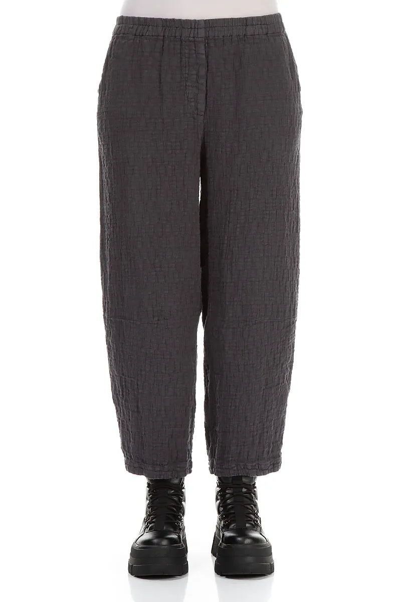 Graphite Textured Linen Trousers 1
