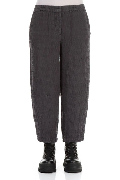 Graphite Textured Linen Trousers 1