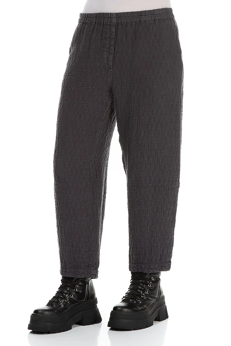 Graphite Textured Linen Trousers 3