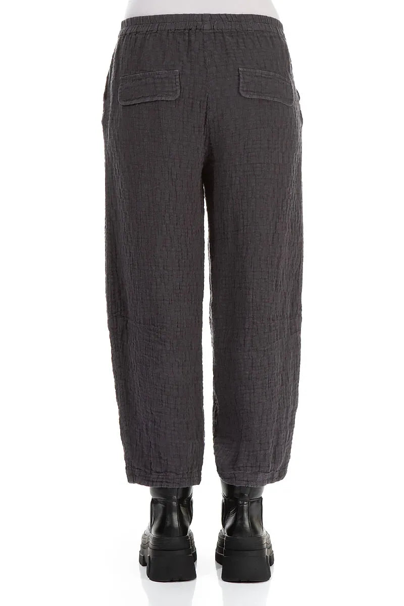 Graphite Textured Linen Trousers 2