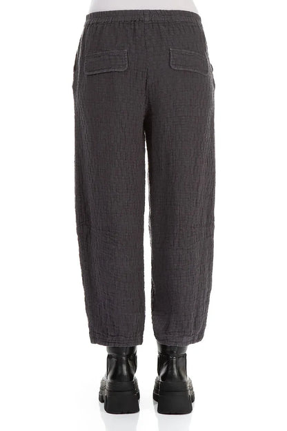 Graphite Textured Linen Trousers 2