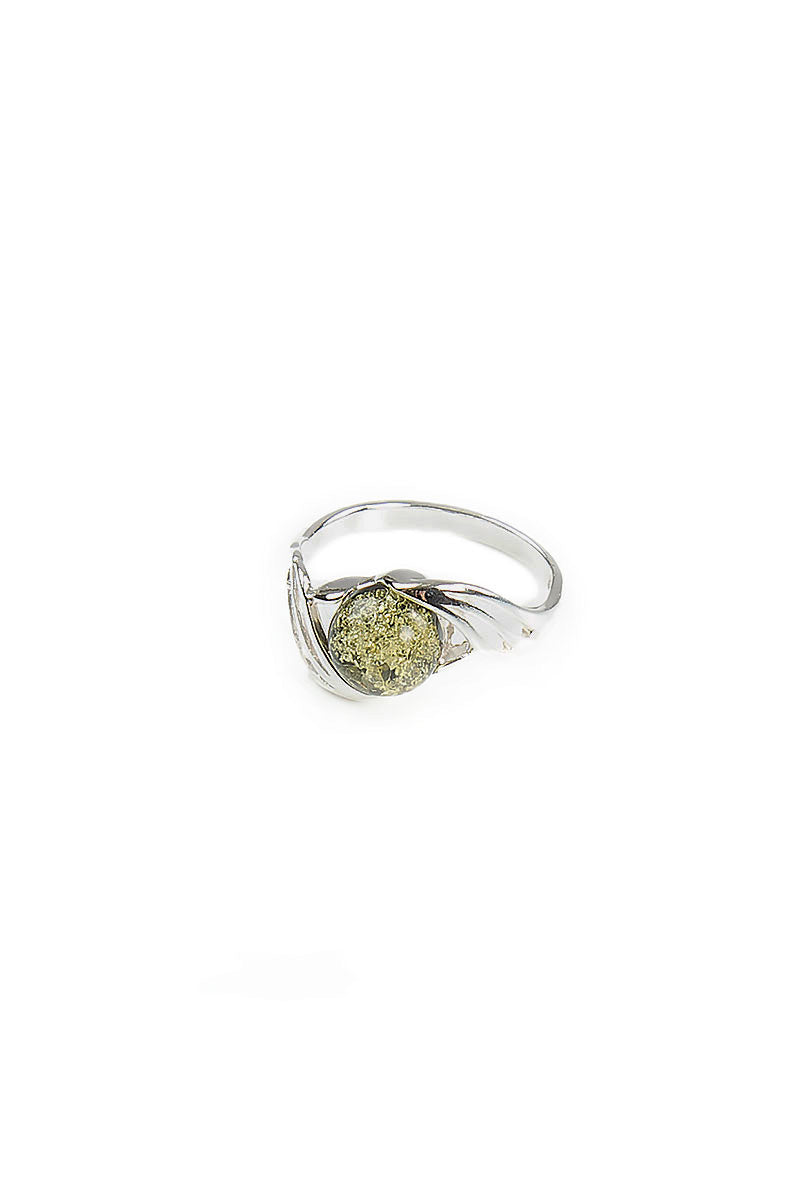 Green Amber Bubble Ring