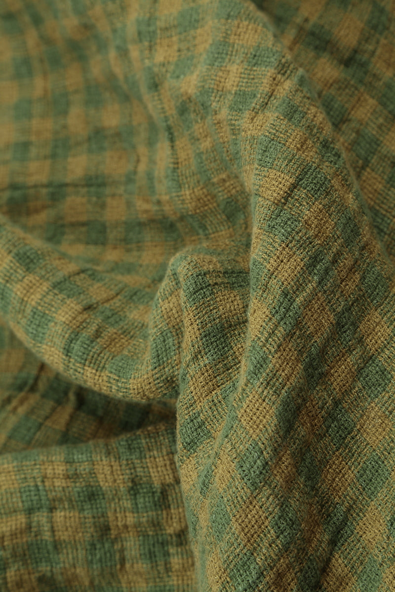 Green Check Linen Scarf