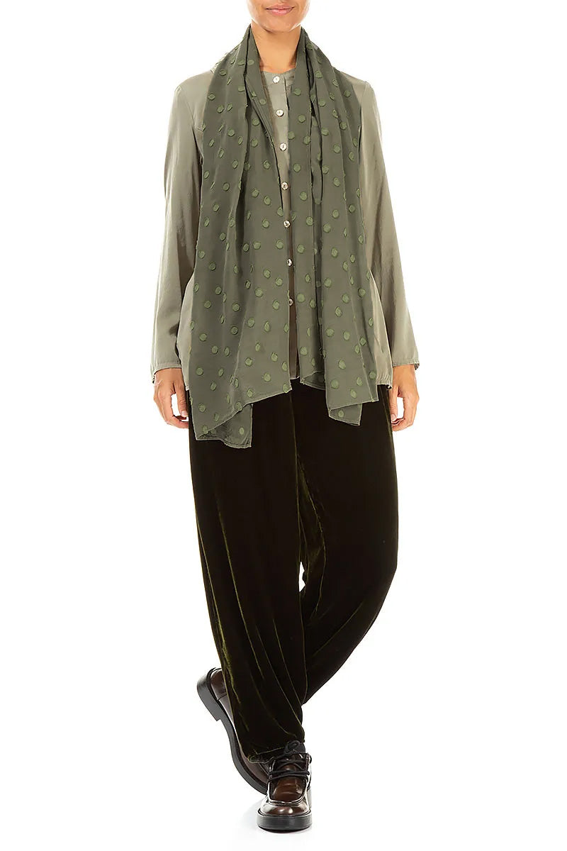 Écharpe en soie à pois vert brume clair