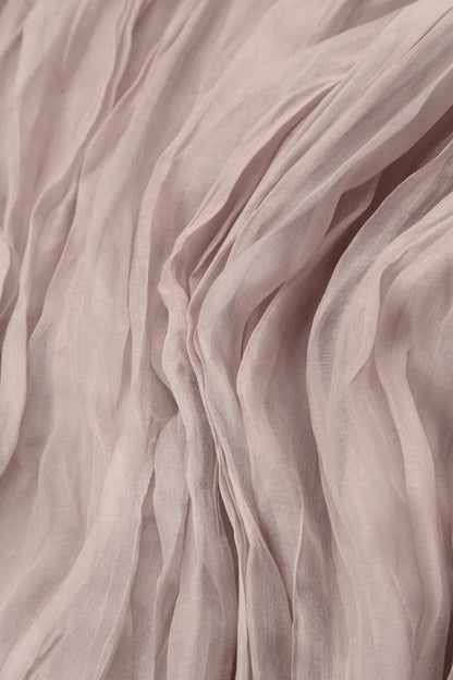 Greige Crumpled Silk Chiffon Skirt