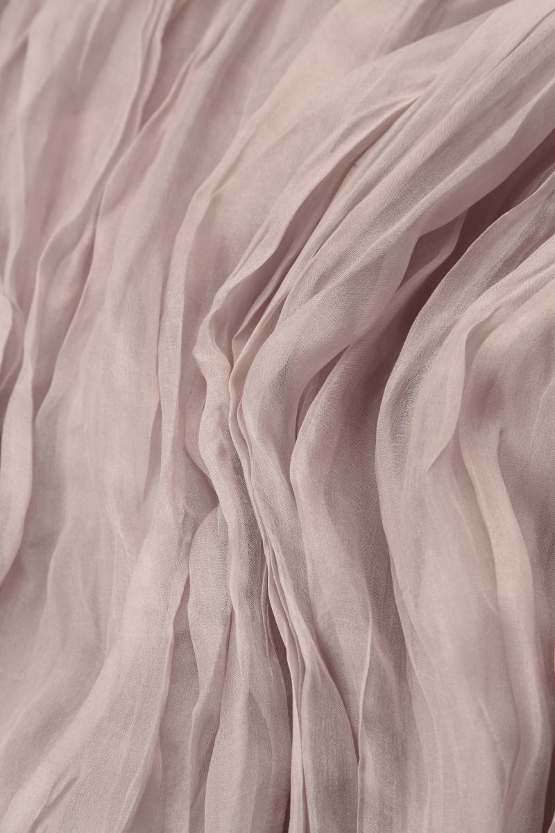 Greige Crumpled Silk Chiffon Skirt 4