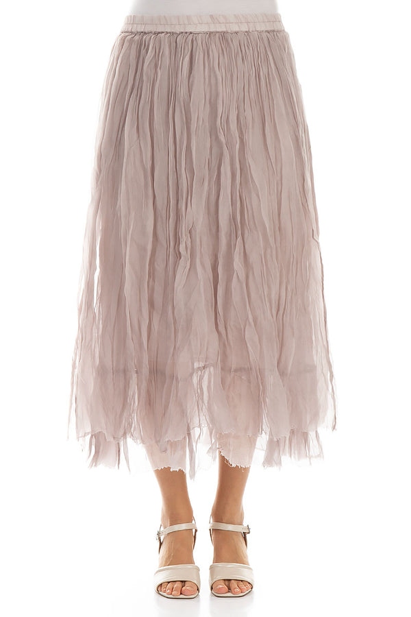Greige Crumpled Silk Chiffon Skirt 1