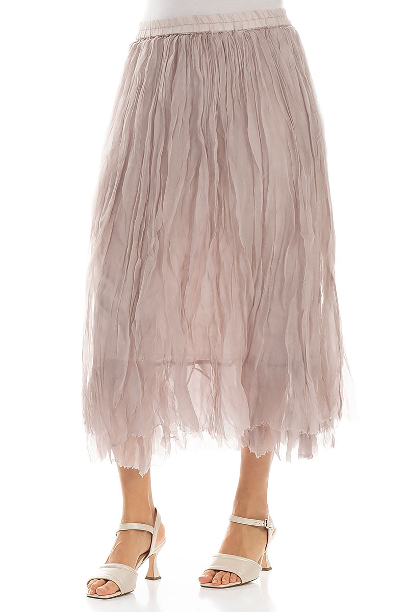 Greige Crumpled Silk Chiffon Skirt 3