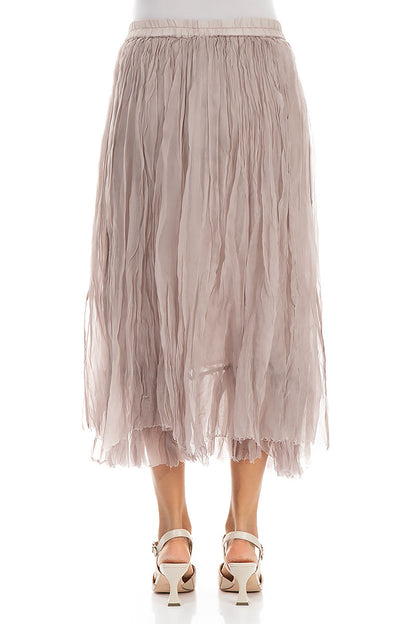 Greige Crumpled Silk Chiffon Skirt 2