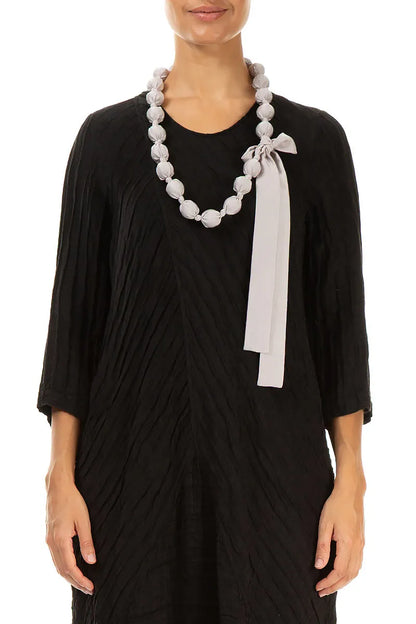 Greige Silk Bead Necklace 1