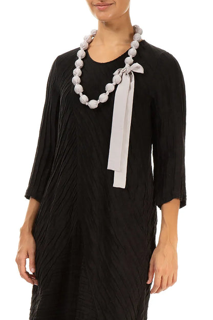 Greige Silk Bead Necklace 4