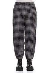 Grey Check Linen Pencil Trousers 1