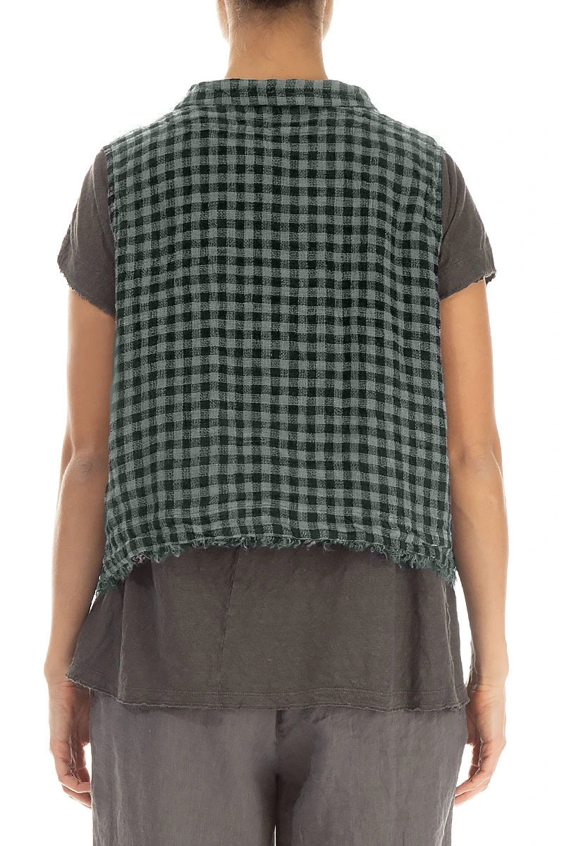 Sage Check Linen Vest