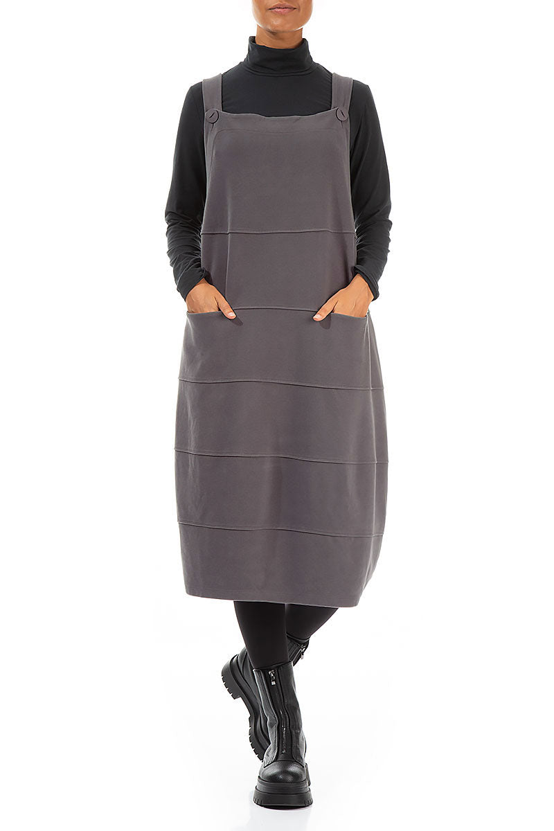 Robe chasuble ballon en jersey de coton gris