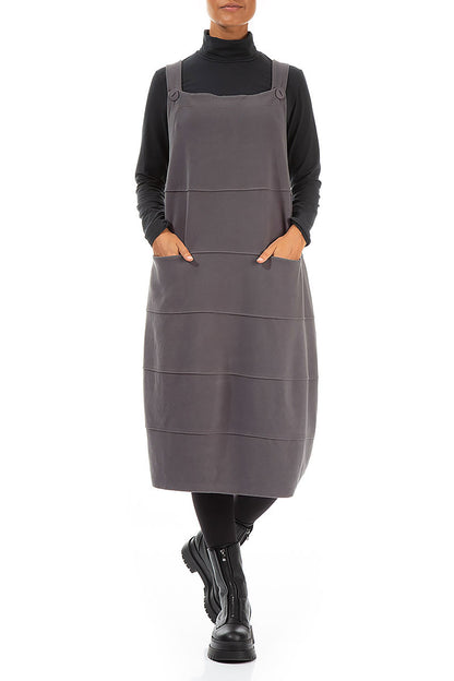 Robe chasuble ballon en jersey de coton gris