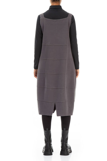 Robe chasuble ballon en jersey de coton gris