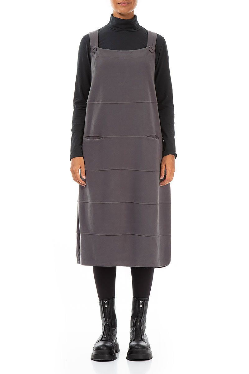 Robe chasuble ballon en jersey de coton gris