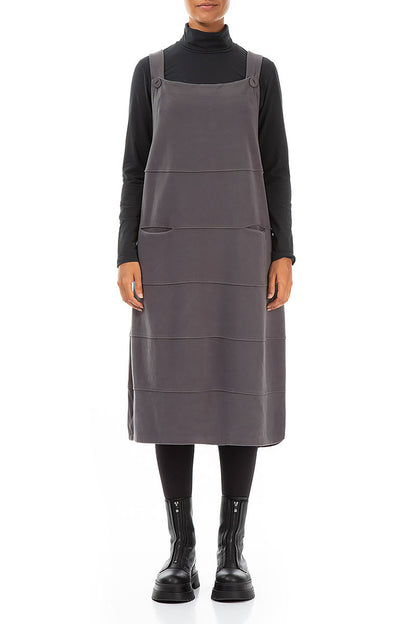 Robe chasuble ballon en jersey de coton gris