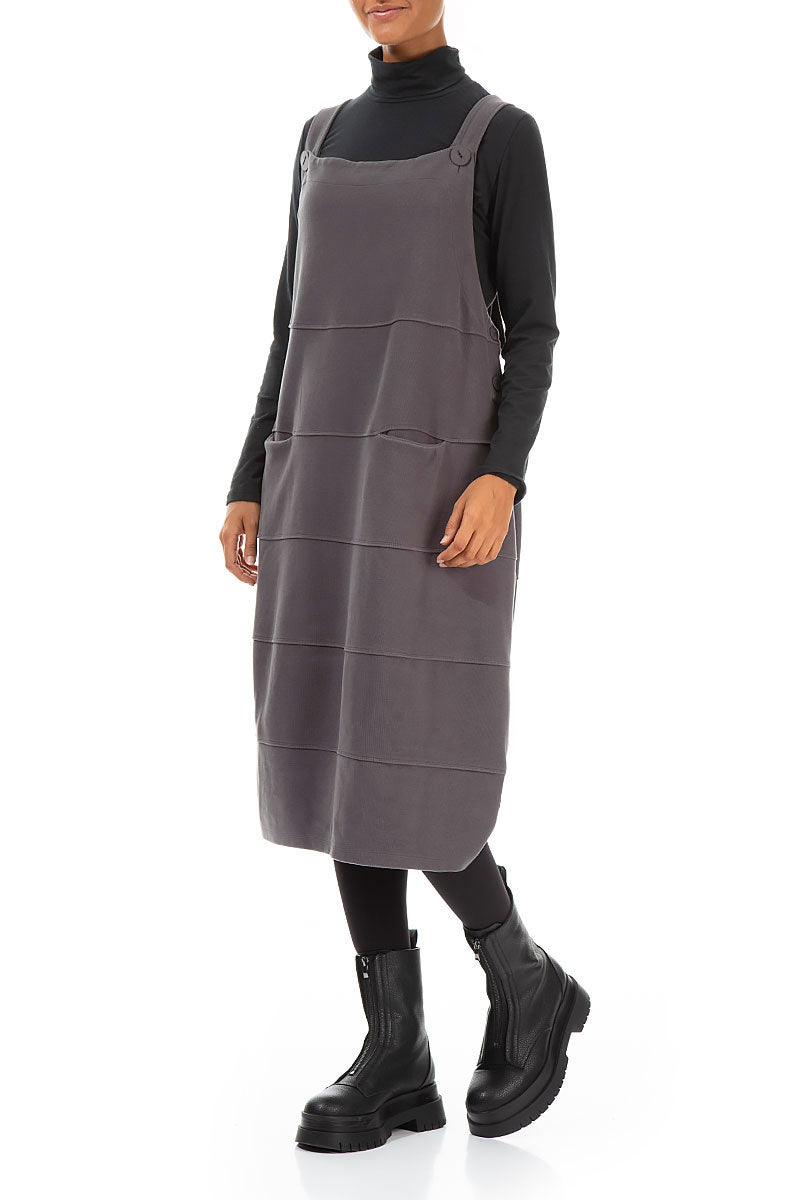 Robe chasuble ballon en jersey de coton gris