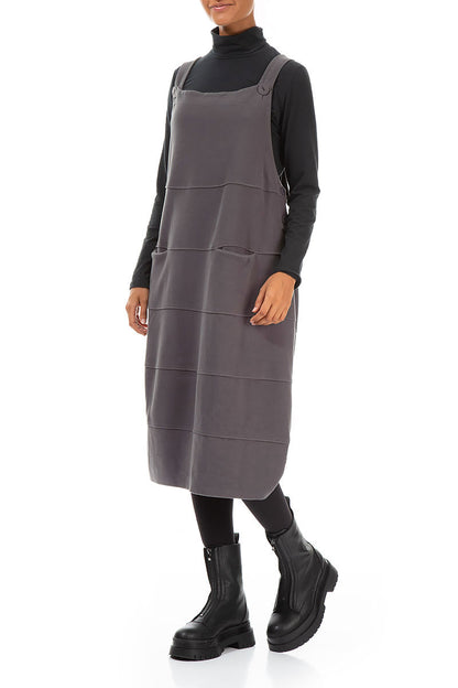 Robe chasuble ballon en jersey de coton gris