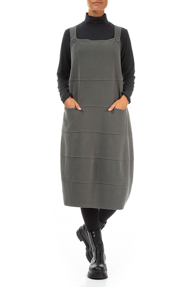 Grey Cotton Jersey Balloon Pinafore Dress 4