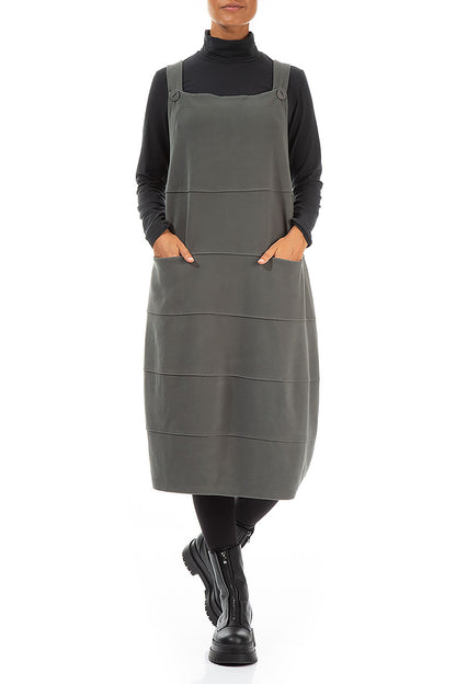 Grey Cotton Jersey Balloon Pinafore Dress 4