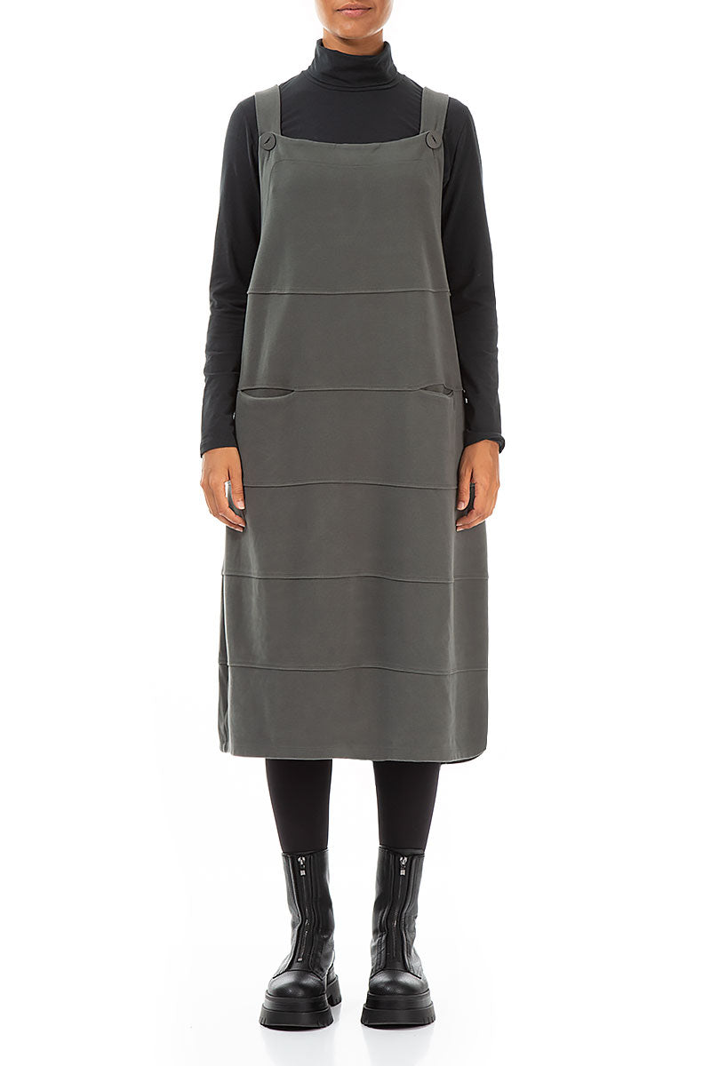 Grey Cotton Jersey Balloon Pinafore Dress 1