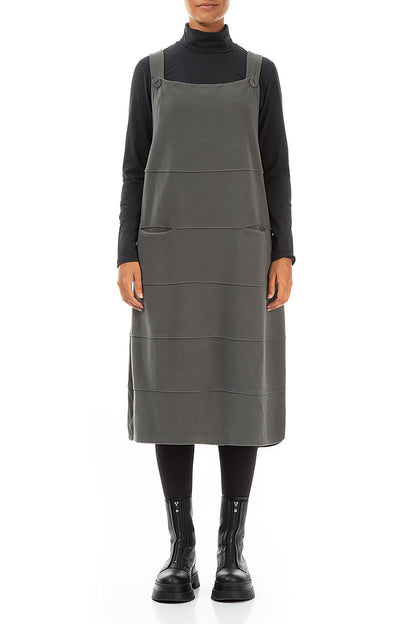 Grey Cotton Jersey Balloon Pinafore Dress 1