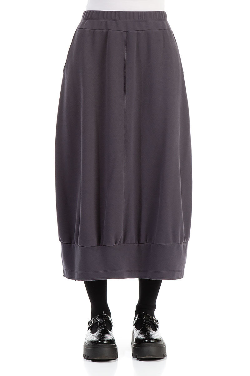 Grey Cotton Midi Skirt