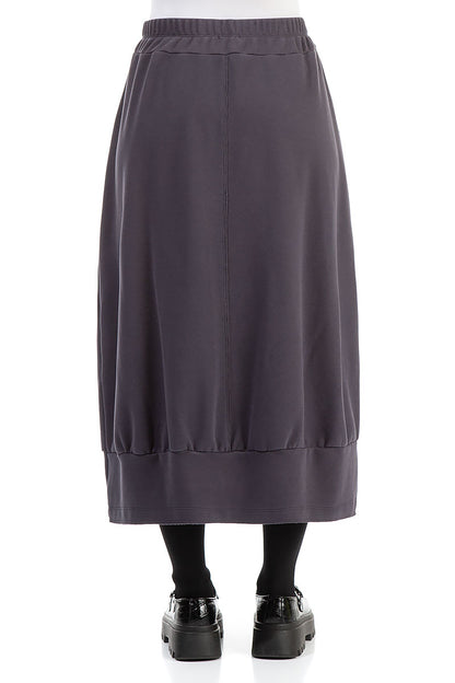 Grey Cotton Midi Skirt