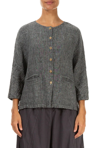 Grey Mélange Linen Jacket Blouse 1