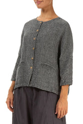 Grey Mélange Linen Jacket Blouse 3