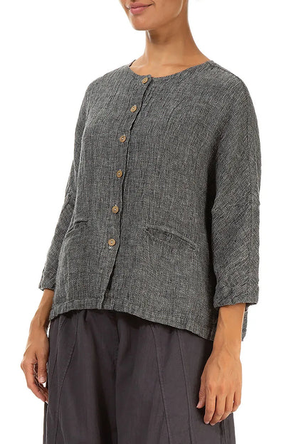 Grey Mélange Linen Jacket Blouse 3