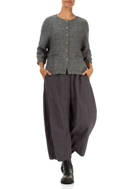 Grey Mélange Linen Jacket Blouse 4