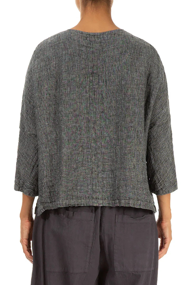 Grey Mélange Linen Jacket Blouse 2