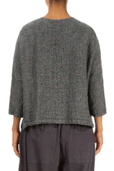 Grey Mélange Linen Jacket Blouse 2