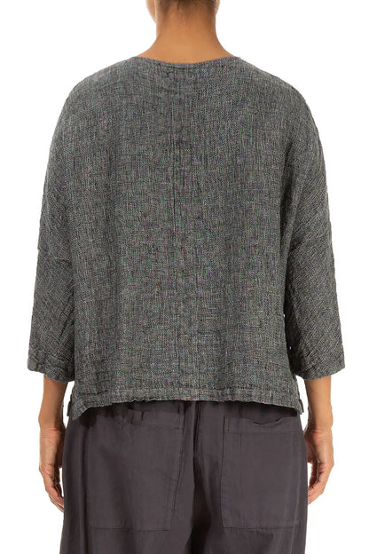 Grey Mélange Linen Jacket Blouse 2