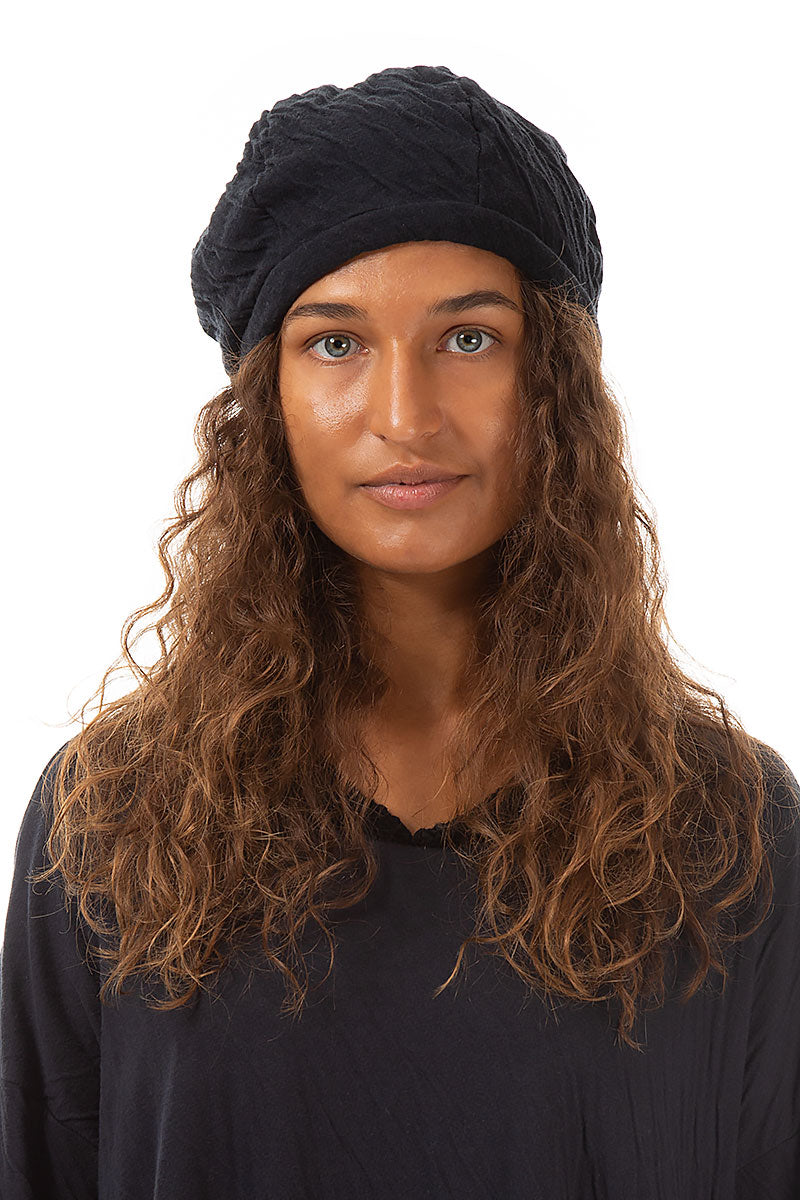 Grey Wavy Cotton Beret