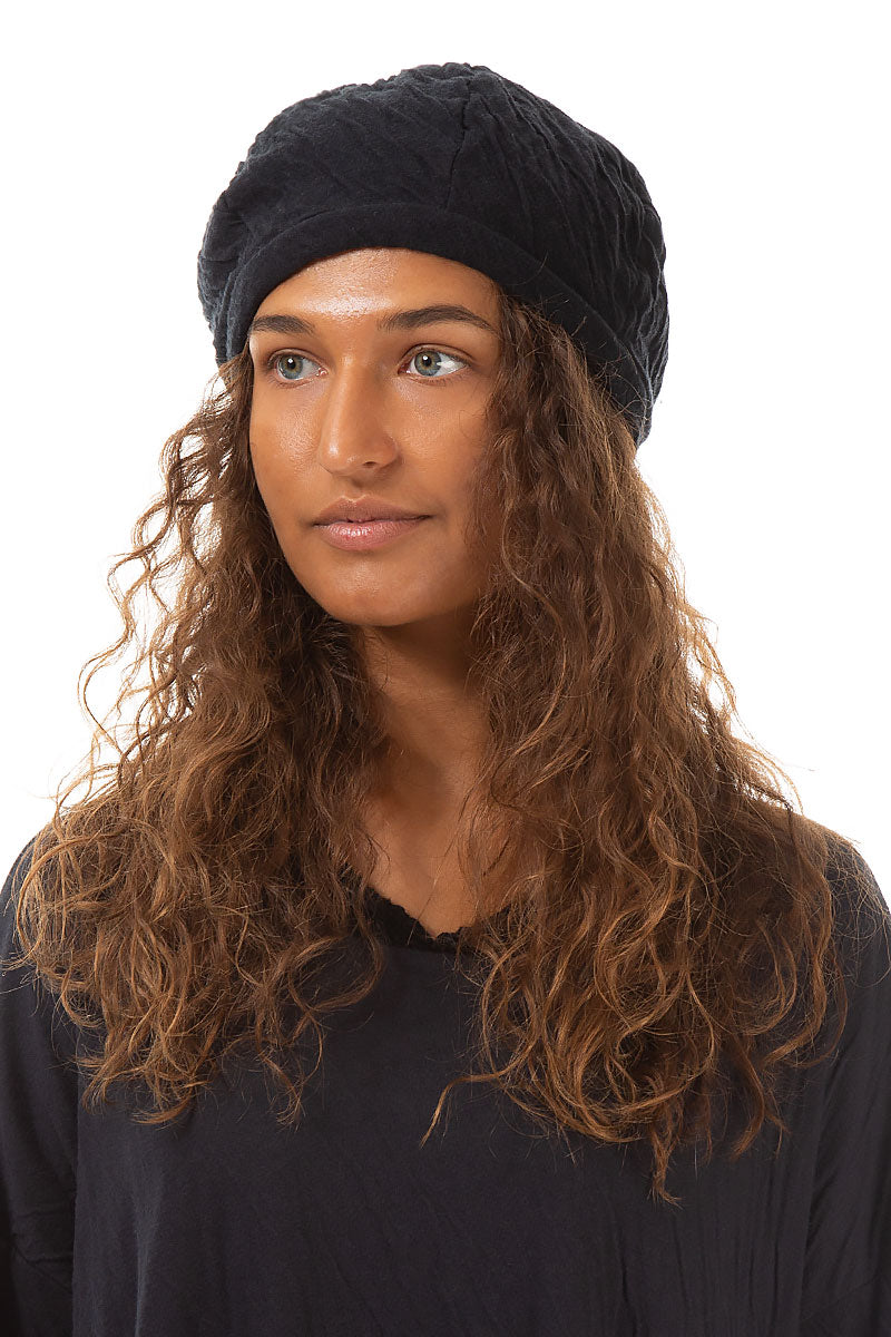 Grey Wavy Cotton Beret