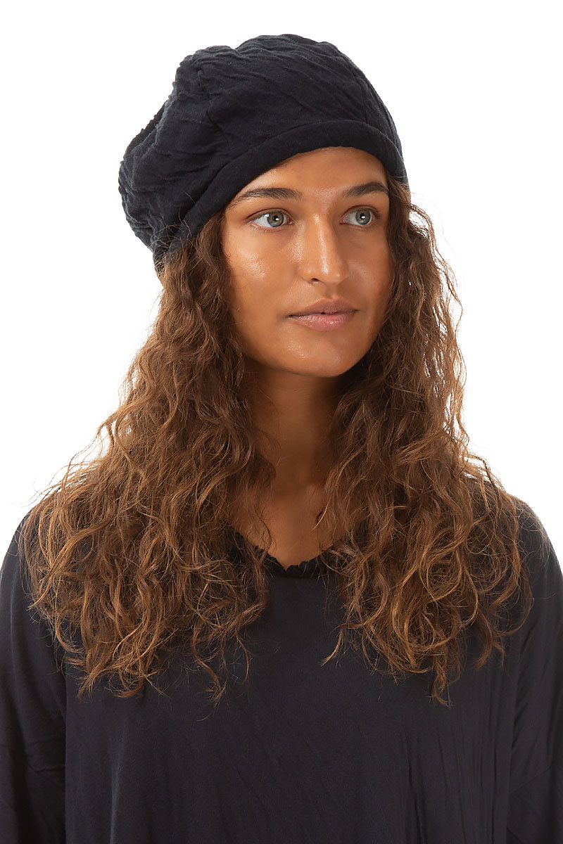 Grey Wavy Cotton Beret