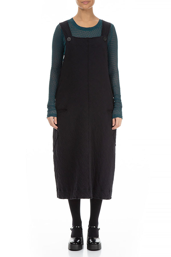 Grey Wavy Cotton Pinafore Dress 1