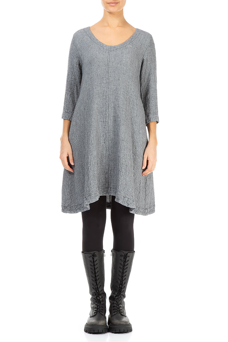 Grey Wool Midi Dress