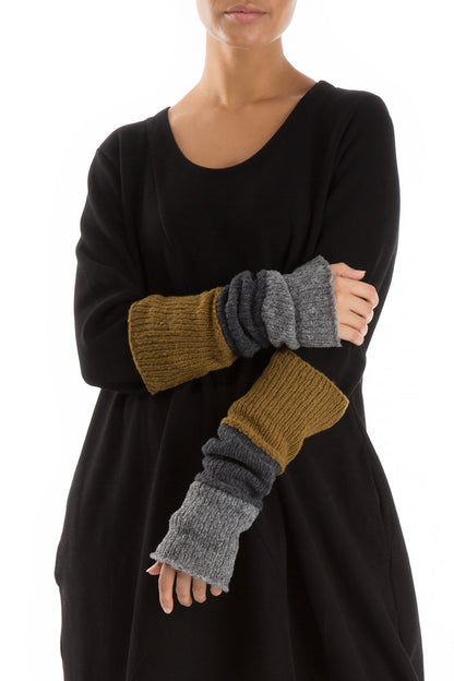 Grey &amp; Mustard Wool Wrists