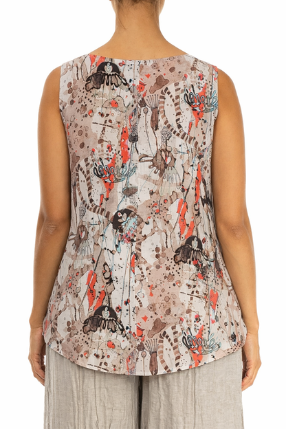 Haut sans manches Savannah en soie texturée