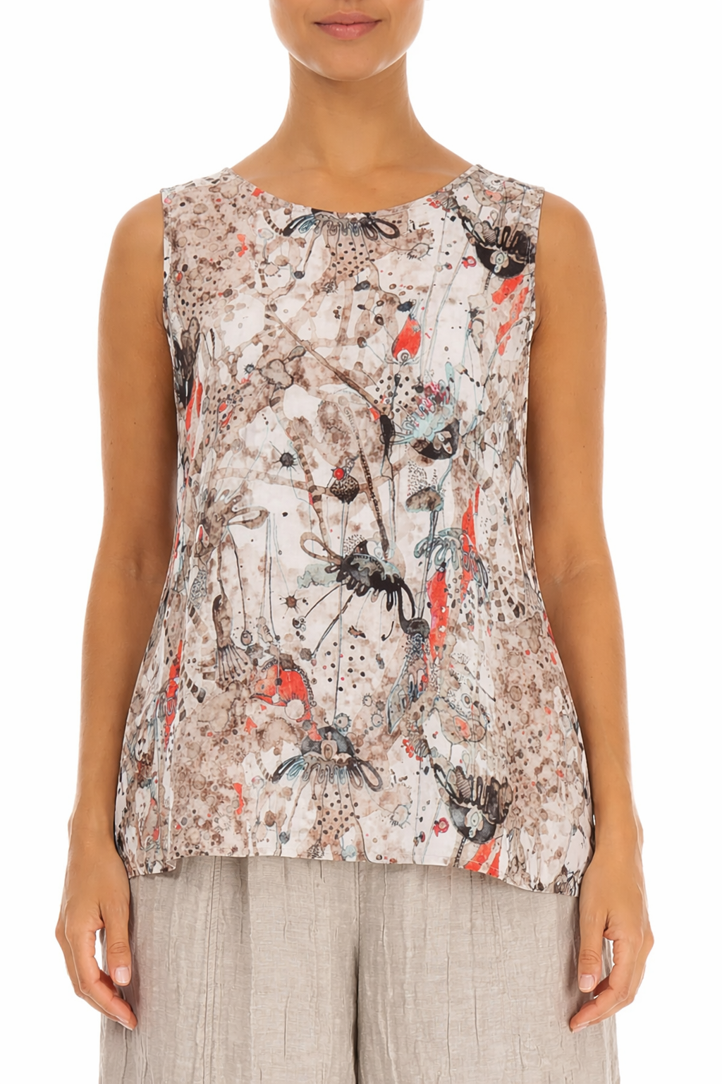 Haut sans manches Savannah en soie texturée